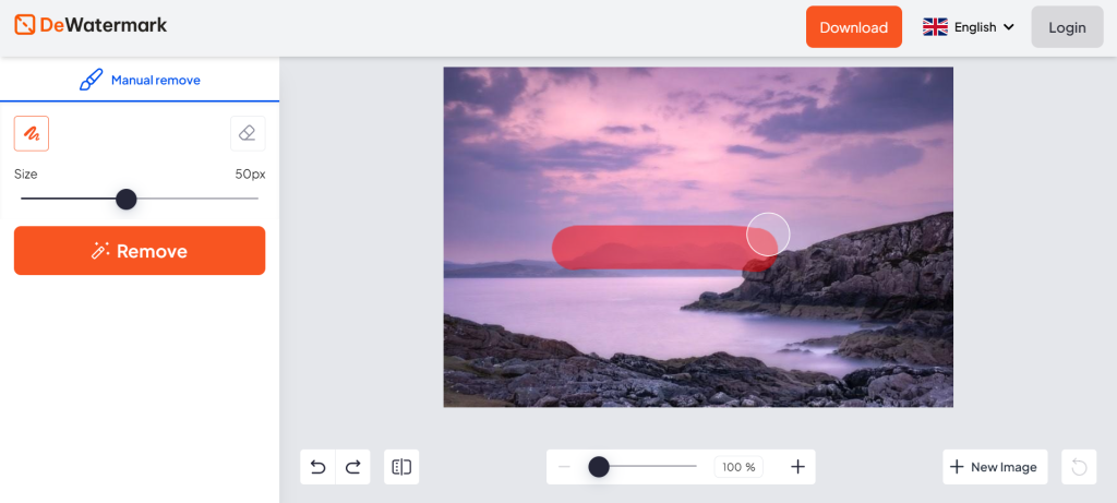Edit manual watermark di Dewatermark.ai